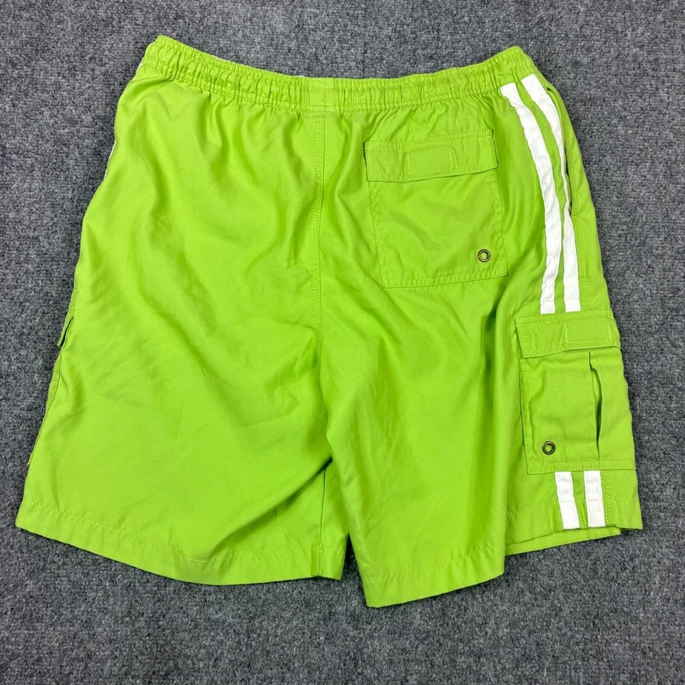 Gap Mens Lime Green Cargo Swim Trunks Board Shorts Mesh Lined Size Large Striped